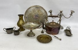 Silver plated ware to include trays, candelabra and metalware (1 box)