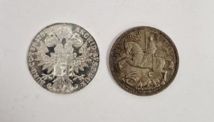 Assortment of mostly circulated coinage, to include a 1935 George V crown, 1780 Maria Theresa