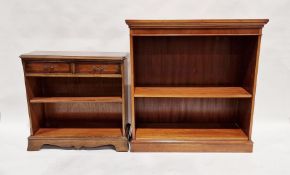 Reproduction Bradley mahogany bookcase, 99cm high x 97.5cm wide x 32cm deep and a reproduction