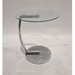 Modern glass and metal base occasional table, circular, 54cm high x 44.5cm diameter