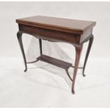 20th century mahogany folding card table on cabriole supports, 77cm high x 74cm wide x 42cm deep