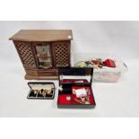 Quantity of costume jewellery to include watches and a jewellery cabinet (2 boxes)