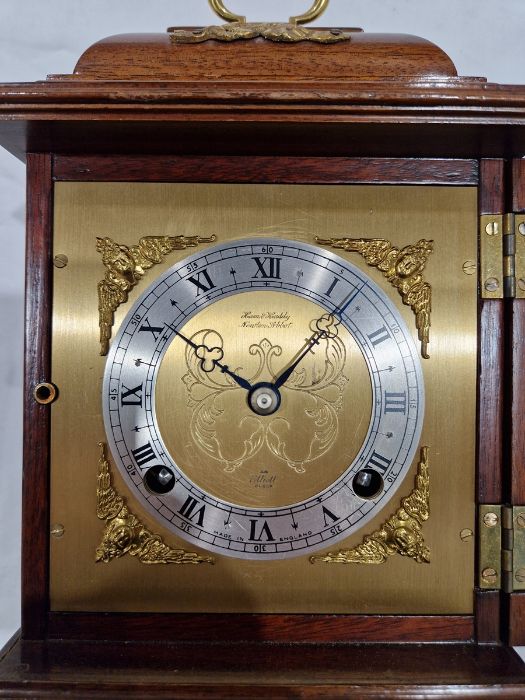 Mid-century mahogany-cased mantel clock by Elliot Clock Company, the circular dial with Roman - Image 29 of 42