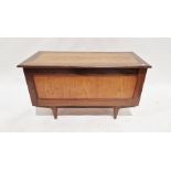 20th century oak chest with plain panelled front, on tapering supports, 54cm high x 95.5cm wide x