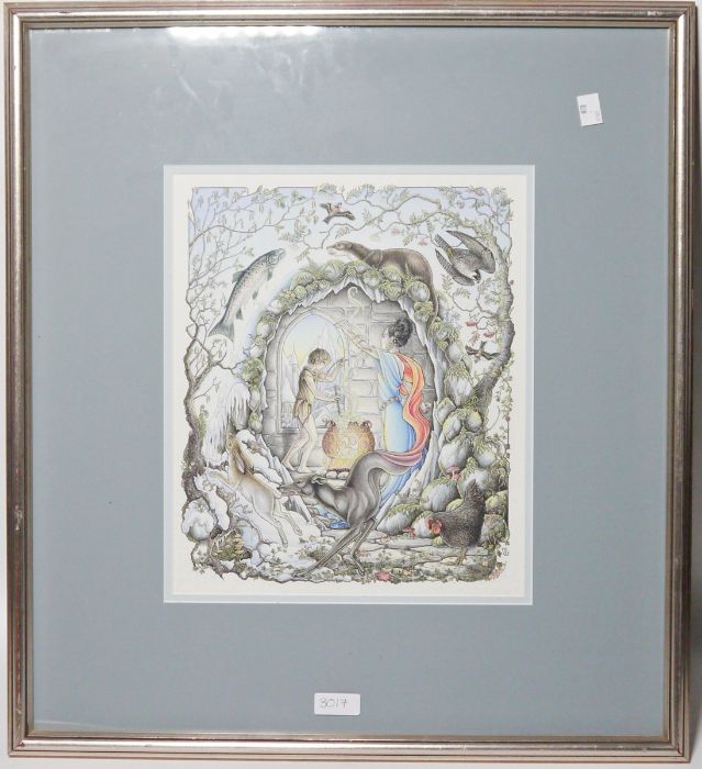 20th century illustration  'The Magic Cauldron, 1985', signed indistinctly lower right, 32.5cm x - Image 2 of 4