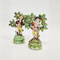 Pair of early 19th century bocage earthenware figures, 'Gardners' (sic) and 'Shepherd' (sic), 16.5cm