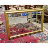 Modern gilt framed wall mirror of rectangular form with bevelled edged glass, 100cm long x 69cm high