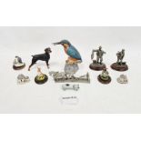 Quantity of assorted ceramic and metalware to include a Spode figure of a kingfisher, Merlin Fine