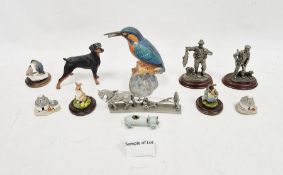 Quantity of assorted ceramic and metalware to include a Spode figure of a kingfisher, Merlin Fine