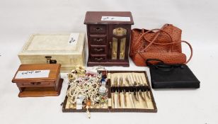 Various empty jewellery boxes, handbags (1 box)