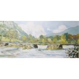 J F Allen (20th century) Oil on board 'Bridge over the Glaslyn Beddgelert', signed lower right, 23.