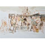 Roland Batchelor (1889-1990) Pen and watercolour "Market, Dieppe", 1977, framed and glazed, bears