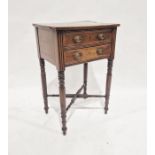 19th century mahogany inlaid side table with dummy drawer and frieze drawer, on turned supports