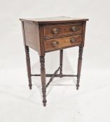 19th century mahogany inlaid side table with dummy drawer and frieze drawer, on turned supports