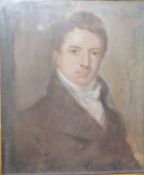 19th century school Pastel Head and shoulders portrait of a gentleman, unsigned, 56cm x 45cm