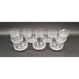 Set of twelve 19th century glass finger bowls, 9cm high x 11.5cm diameter, with early 19th century