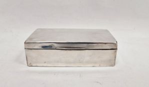 Silver-mounted rectangular cigarette box, plain with some date marks worn