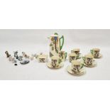 Royal Doulton 'Marina' Art Deco coffee set to include a coffee pot, six cups, 4 saucers, cream jug