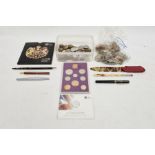 Osmiroid fountain pen, other assorted pens and nibs, a letter opener and a quantity of assorted