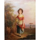 W. Mulready RA ( 1786-1866) Pair of oils on canvas, Harvest scene with a young girl holding a