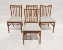 Four pine kitchen chairs with upholstered seats (4)