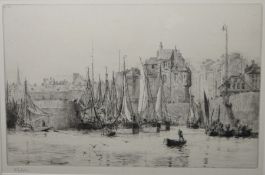 William Lionel Wyllie (1851-1931) Etching Harbour scene, signed to the margin lower left, 24.5cm x