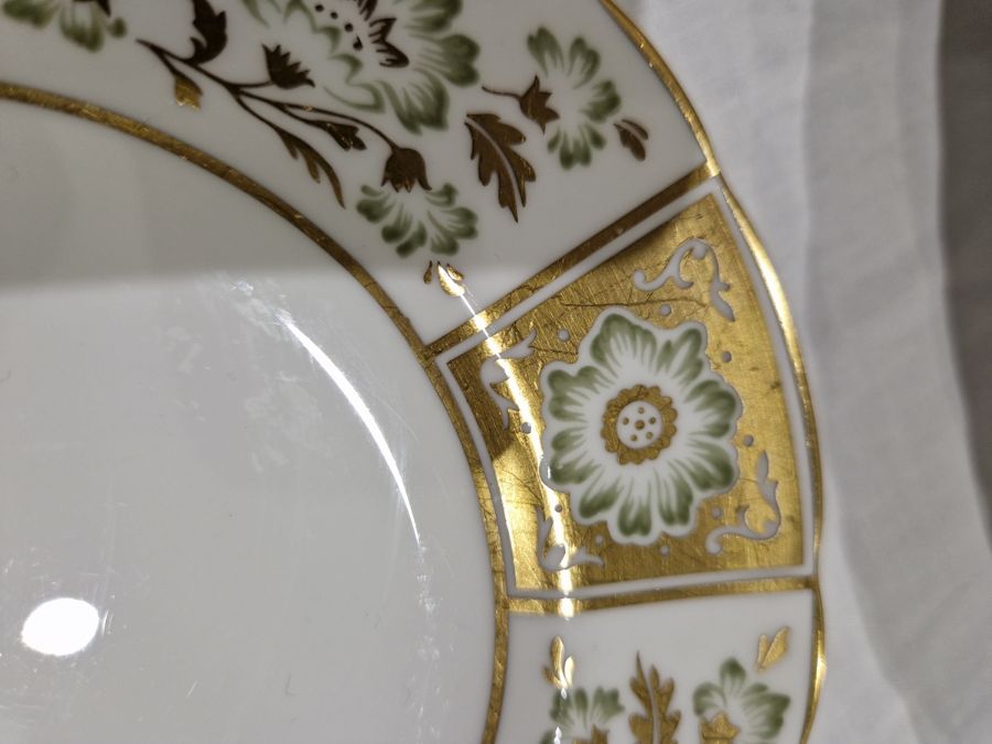 Royal Crown Derby 'Green Derby Panel' pattern part dinner service, printed iron red factory marks, - Image 21 of 24