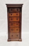 Late 19th century mahogany Wellington chest having six drawers of graduating form, each with two