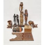 Quantity of African carved figures and other treen items