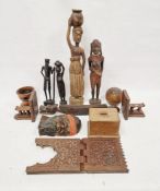 Quantity of African carved figures and other treen items