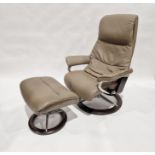 Contemporary, Stressless-style armchair with matching footstool, the armchair measuring 110cm high