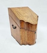 Georgian mahogany knife box converted into a stationery box, decorated with inlaid scrolling, the