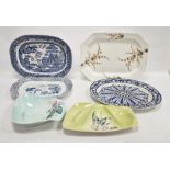 Carlton Ware blue ground dish moulded with purple flowers, a Carlton Ware hors d'oeuvres dish, a