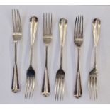 Set of six Victorian silver forks, London 1891, makers mark JA/TS, 8toz approx.