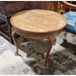 Waring & Gillows mahogany circular occasional table on cabriole supports and a Macintosh teak