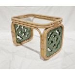 20th century bamboo and green ceramic occasional table with rectangular glass, 51.5cm wide