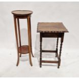 Mahogany jardiniere stand with inlaid decoration, on splayed feet, 95.5cm high and a 20th century