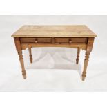 Pine side table with pair of frieze drawers, 76cm high x 106cm wide x 56cm deep