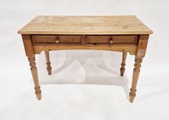 Pine side table with pair of frieze drawers, 76cm high x 106cm wide x 56cm deep