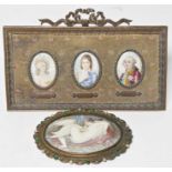 B Vichi (19th century school) Oval painting on ivory Leda and the swan Signed 6.4cm x 8.4cm