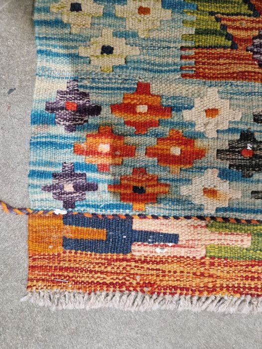 Chobi orange ground kilim with lozenge trelliswork and floral border, 155cm x 107cmCondition - Image 5 of 38