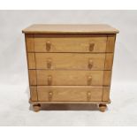 Modern lightwood chest with four long drawers, 87cm high x 84cm wide x 50cm deep