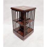 Edwardian inlaid mahogany revolving bookcase, 84cm high x 46cm wide