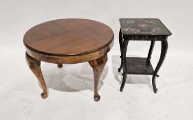 Mahogany circular occasional table, 55cm diameter, and a lacquered two tier occasional table, 46cm