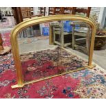 Early 20th century gilt framed overmantel mirror with mercury glass, 124cm long x 81cm high approx.