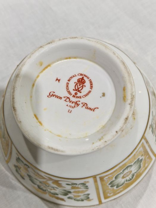 Royal Crown Derby 'Green Derby Panel' pattern part dinner service, printed iron red factory marks, - Image 11 of 24