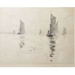 Rowland Langmaid (1897-1956) Etching Calm boats at sea, signed to the margin lower right, 19.5cm x