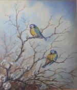 John Baxendale (1919-1982) Watercolour Pair of blue tits, signed lower left and dated 1951, 21.5cm x