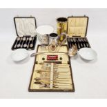 Cased silver-plated items, metalware and other items (2 boxes)