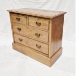 Pine chest of two short and two long drawers on a plinth base, 80cm high x 92cm wide x 46cm deep